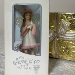 Snowflake Fairy by Dezine Christmas Ornament Vintage 90s 1995 Pink White Silver